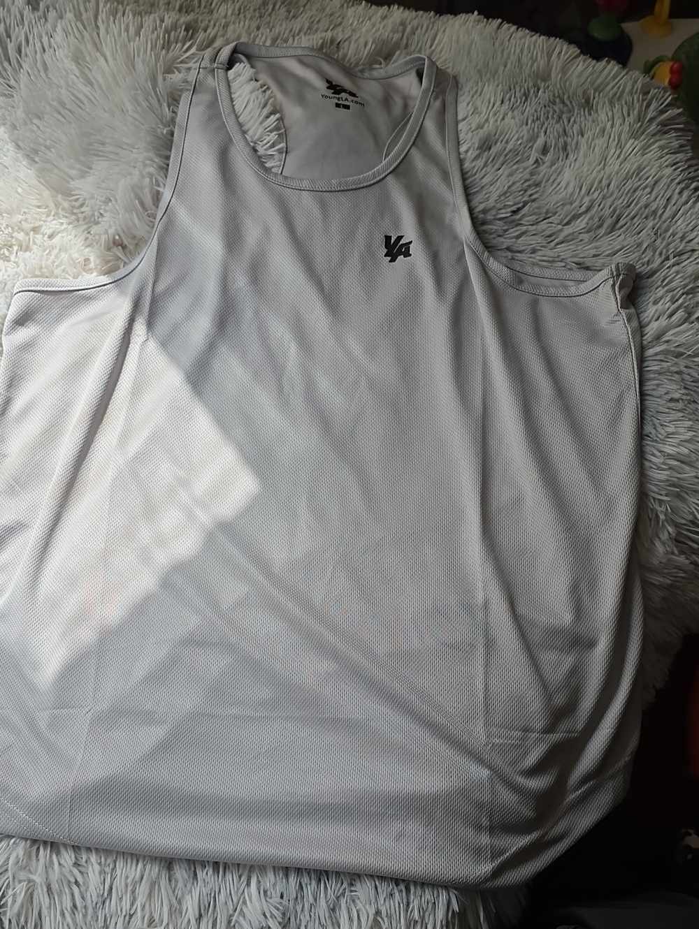 YoungLA Gray Mesh Athletic Tank Top with Black Logo